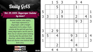Daily Sudoku - 29 October 2025