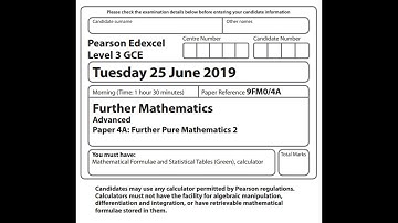 FP2 2019 Pearson Edexcel A level Further maths
