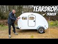 24hrs overnight in tiny teardrop trailer vintage car camping set up