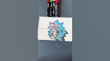 DRAWING RICK IN FOUR DIFFERENT STYLES! FINALE! PT.4! STYLE WITH POSCA MARKERS! (#shorts), (#asmr0