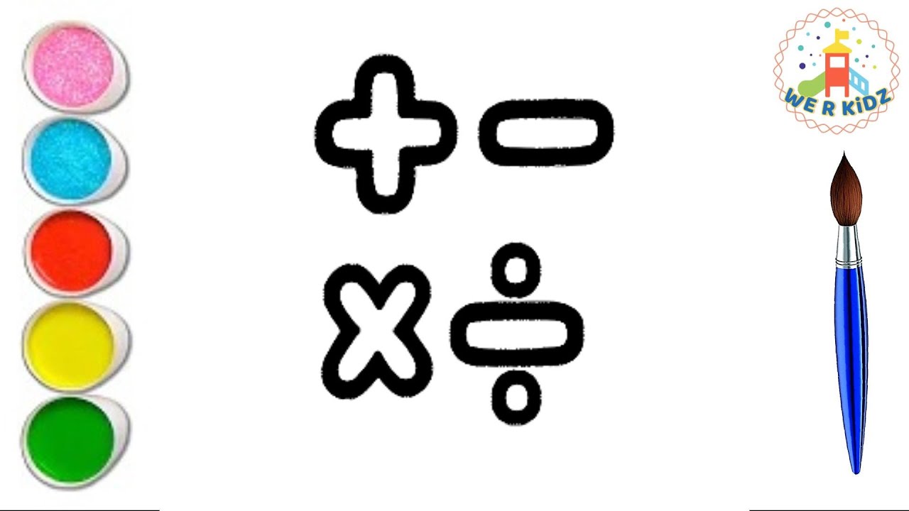 Plus, Minus, Multiply , divide sign Drawing and Coloring for kids ...