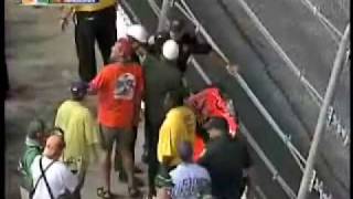 2003 Pepsi 400 - Robby Gordon's Hood Flies Over Fence