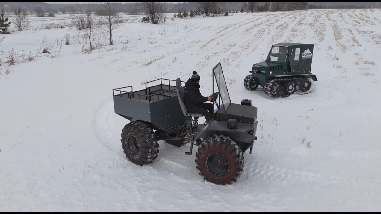 Испытания колесного и гусеничного вездехода.