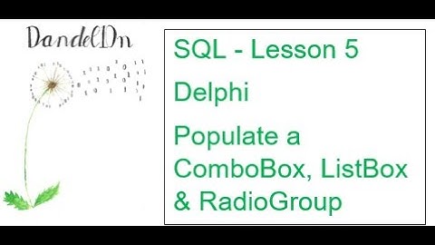 SQL Lesson 5 - Populate a ComboBox