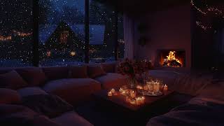 Snowy Cabin Night by the Fire • Gentle Piano, Falling Snow & Cozy Ambience for Sleep, Relax & Focus screenshot 5
