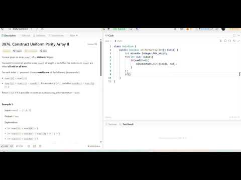 3876. Construct uniform parity ArrayI| #leetcode#java#mediumlevel #array #leetcodeing#dailychallenge
