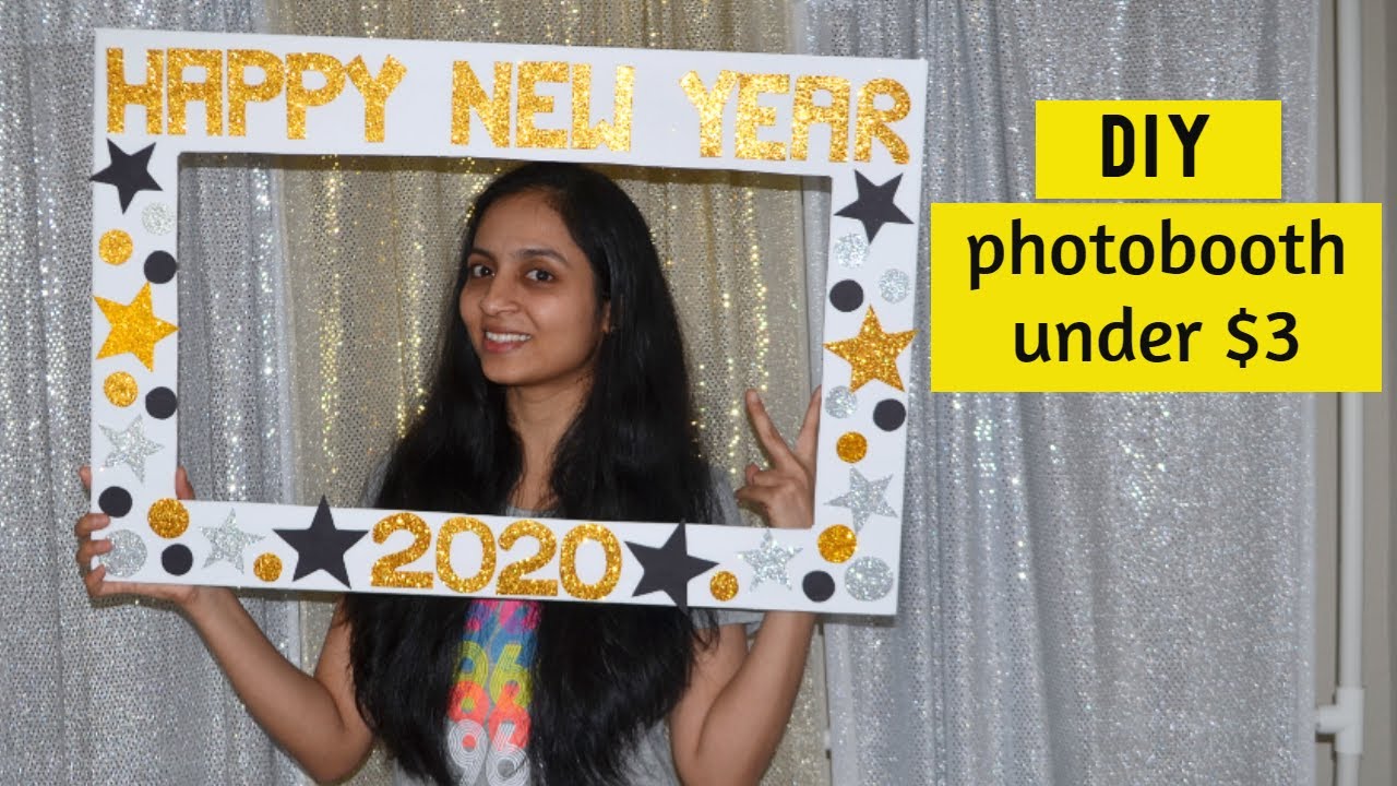 DIY - NEW YEAR Photo Booth Prop Frame UNDER $3, Dollar Tree selfie booth