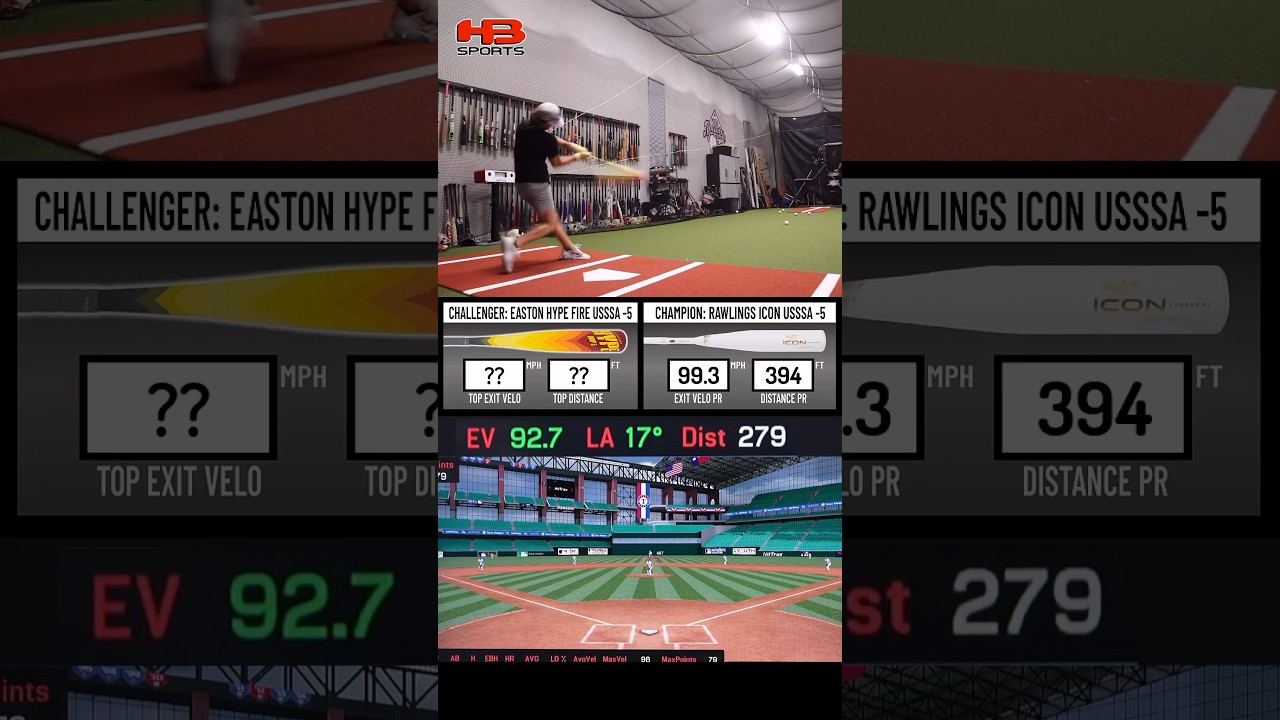 Easton Hype Fire vs Rawlings ICON Exit Velo PR #baseball #shorts - YouTube
