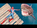 GTA 5 Epic Ragdolls - Spiderman vs Megalodon Ep.7 [Euphoria Physics | Flooded Los Santos]