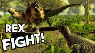 Saurian - REX BATTLES FOR FOOD & TERRITORY, REX VS REX & FINAL ADULT DAKOTARAPTOR - Gameplay