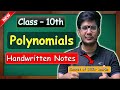 ch 2 polynomials class 10 maths one shot | handwritten notes of polynomials class 10 | #class10