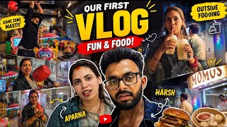 OUR FIRST VLOG ❤️ | Game Zone Masti + Street Food Date 😍 | Harsh &amp; Aparna Vlogs