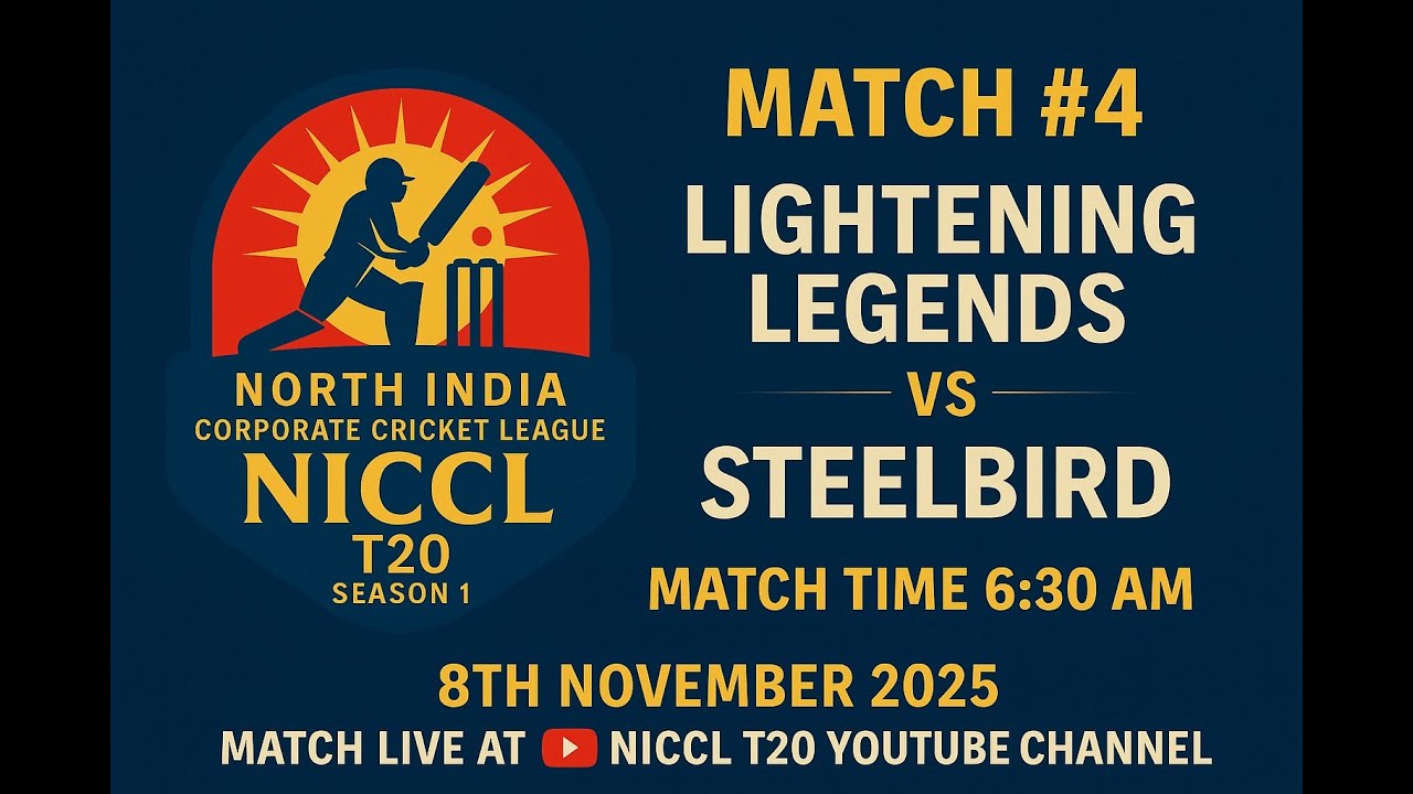 🔴LIVE || MATCH #4 || LIGHTENING LEGENDS VS STEELBIRD || NORTH INDIA CORPORATE CRICKET LEAGUE