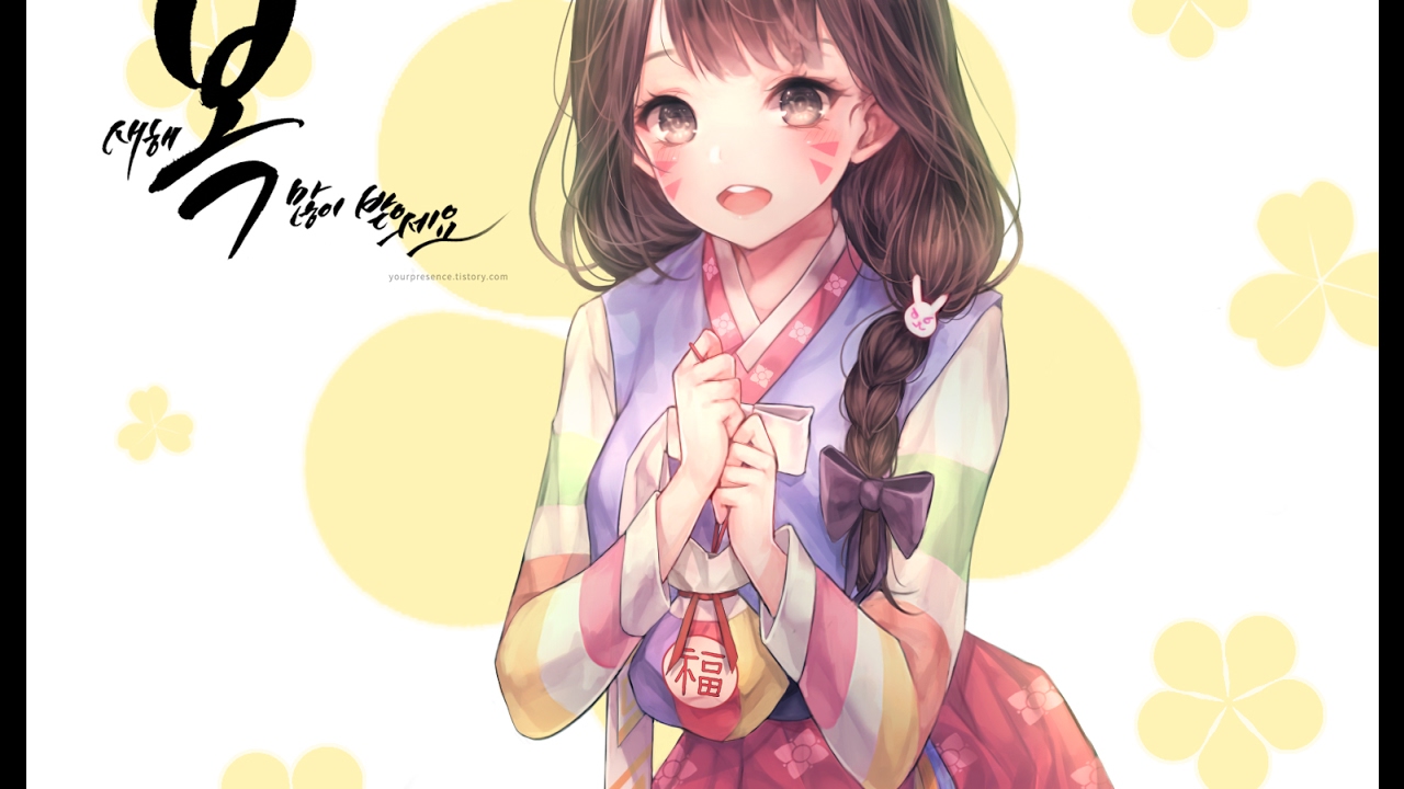 [샬이] Painting Process - Overwatch D.VA hanbok / 오버워치 디바 한복 일러스트 Speed ...