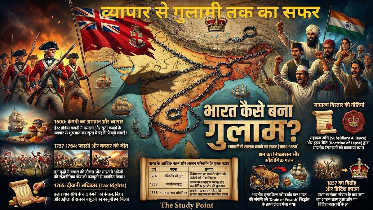ब्रिटिशों ने भारत को कैसे गुलाम बनाया? | Complete History of British Rule in India | The Study Point
