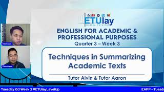 EAPP - Tuesday Q3 Week 3 #ETUlayLevelUp