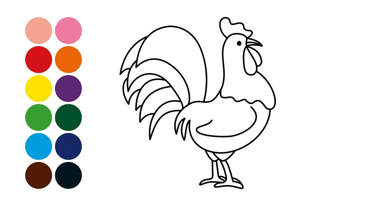 GALLO aprender a dibujar y colorear para niños - Dibujos para niños con  Mozart - thptnganamst.edu.vn