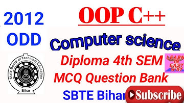 OOP C++।।🔥 Question Bank 🔥।।2012(OOD)।।computer science।। diploma 4th sem।।polytechnic।। SBTE Bihar।