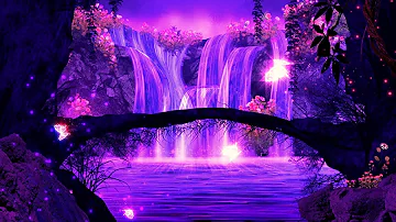 Magical Waterfalls 💜 Bedtime Sleep Music 1 Hour, Meditation, Insomnia, Delta Waves, Relax & Sleeping