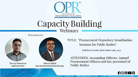 Procurement Depository Sensitisation Sessions for Public Bodies -  March 23rd-25th, 2022
