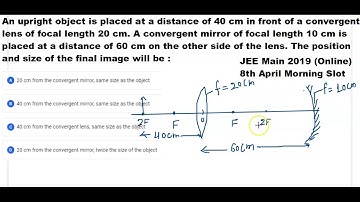An upright object is placed at a distance of 40 cm in front of a convergent lens of focal