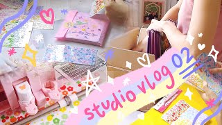 studio vlog 02: making stickers + packing orders for a shop update  | ✨art of our life studio✨