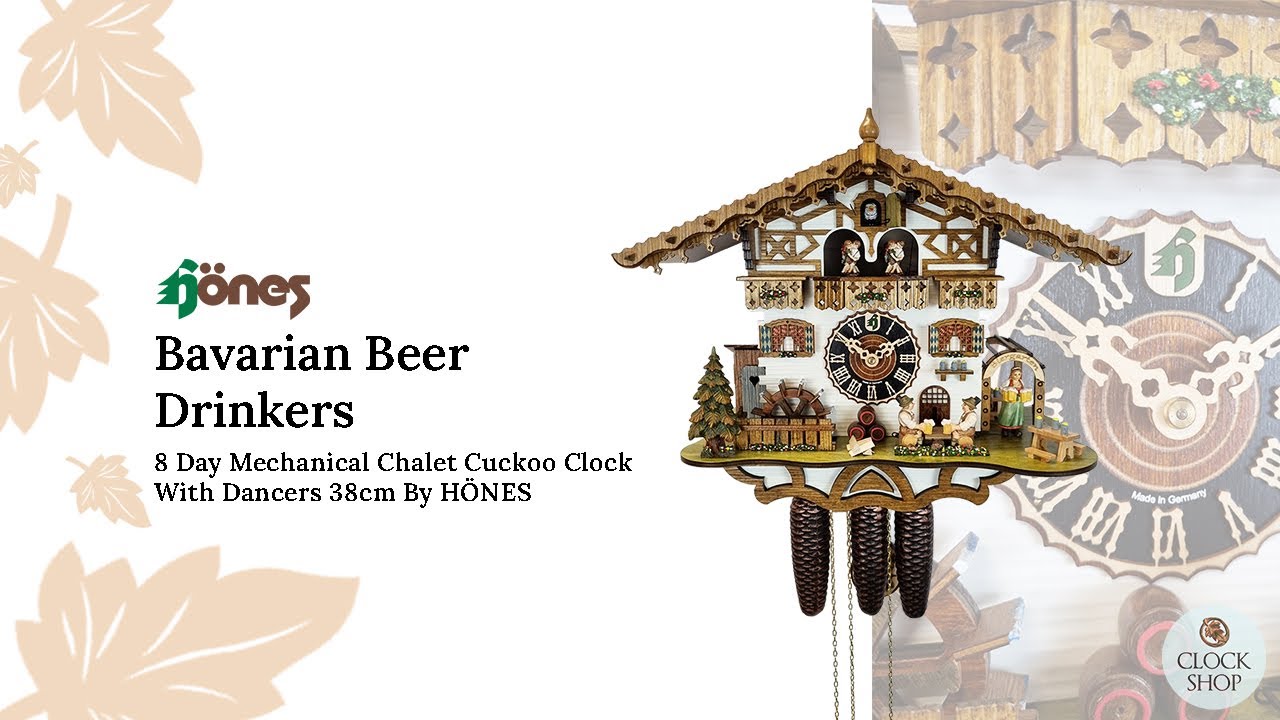 Bavarian Beer Drinkers 8 Day Mechanical Chalet Cuckoo Clock With ...