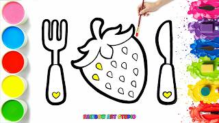 🍽️🍓How To Draw a Strawberry And a Set Of Fork And Knife l Easy Step By Step Tutorial #175