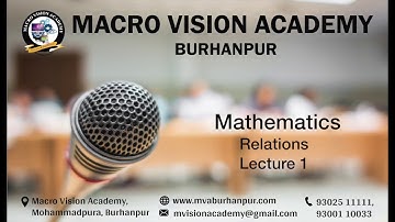 IIT Mathematics| Relations |Lecture 1| AS Sir| MVA Burhanpur