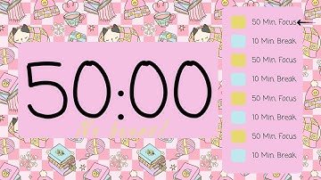 ⏳ 4-hour 50/10 Pomodoro Timer – Silent & Focused 🎯✨ | No Beeps, Just Deep Work! 🚀☕