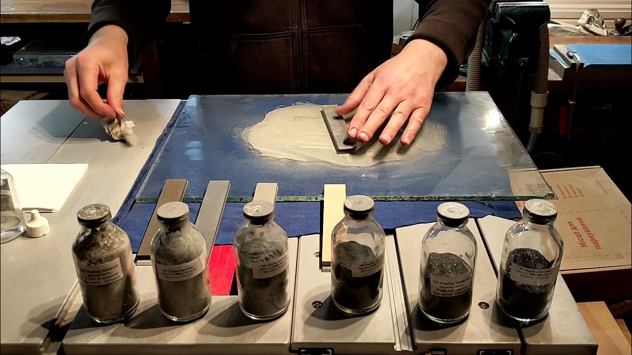 Выравнивание и доводка заточных камней. Leveling and finishing of