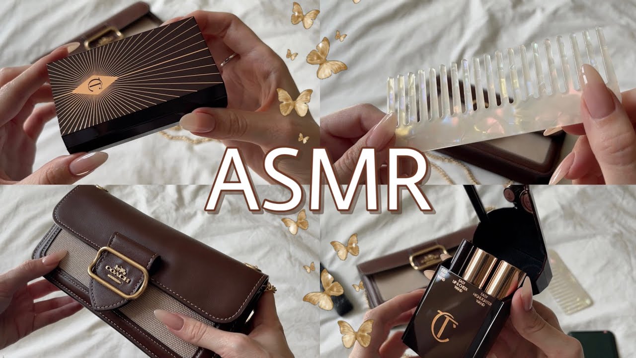 ASMR 🍩 What's in my Coach bag • tapping • leather sounds • no talking