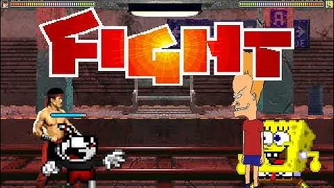 MUGEN Request: Cuphead & Liu Kang MK2 Vs Beavis & Spongebob V2