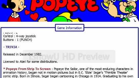 Popeye animated mame marquee display