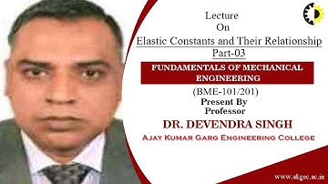 ELASTIC CONSTANTS AND THEIR RELATIONSHIP PART-03 | FME | LECTURE 03 BY DR. DEVENDRA SINGH | AKGEC