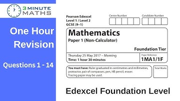 Revise 2023 Edexcel Foundation GCSE paper 1 non calculator - questions 1 - 14