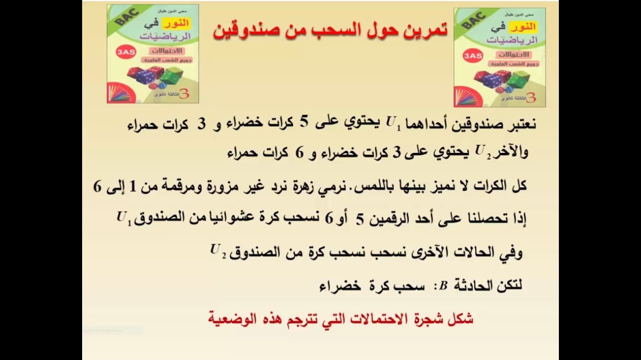 تشكيل شجارة الإحتمالات لما يتعلق الأمر في السحب عند صندوقين