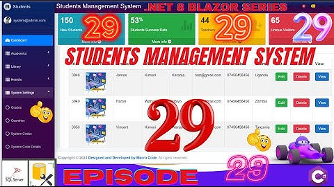 EPISODE 29:How to Create Blazor Students CRUD App with Admin LTE in NET8.0,EF Core,SQL Server EP 29💥
