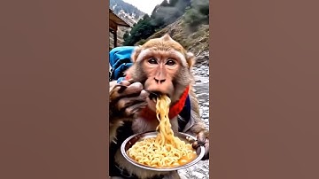 lunch in noodles 🍜🍜 #monkey