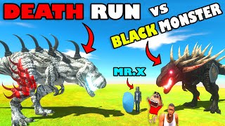 BLACK MONSTER DEATH RUN vs WHITE T-REX and MR.X SHINCHAN and CHOP in ANIMAL REVOLT BATTLE SIMULATOR