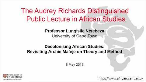 The Audrey Richards Distinguished Public Lecture i...