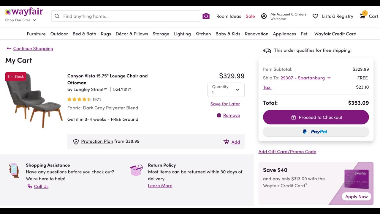 Checkout With Wayfair Using Katapult