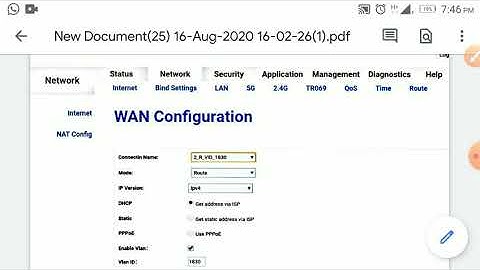 Sharp Vision ONT voice configuration in DHCP