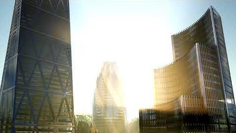 City Skyline with Urban Skyscrapers at Sunset | Motion Graphics - Videohive template