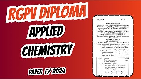 Rgpv Diploma Chemistry Previous Year Question Paper 2024 | Rgpv Diploma Chemistry Paper 