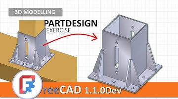 FreeCAD 1.1Dev: 3D Modeling PartDesign + Sketcher exercise | Easy model