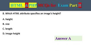 HTML  &PHP MCQs for  Exam Part II