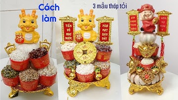 Cách làm 3 mẫu tháp tỏi ngủ đậu .How to make a tower of garlic and beans-ý tưởng su su