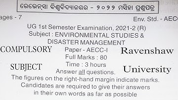 AECC 1 EVS Question paper 1st semester 1st year +3 Compulsory subject Environmental studies@UGCCT