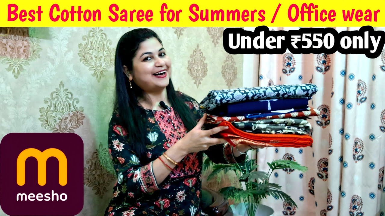 Office Wear Cotton Saree Haul 😍 | Affordable Meesho Sarees Under Budget 💙Meesho Haul + Review